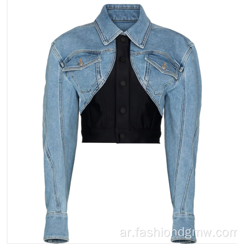 دراجة نارية قصيرة السترات الدنيم الأنيقة للنساء